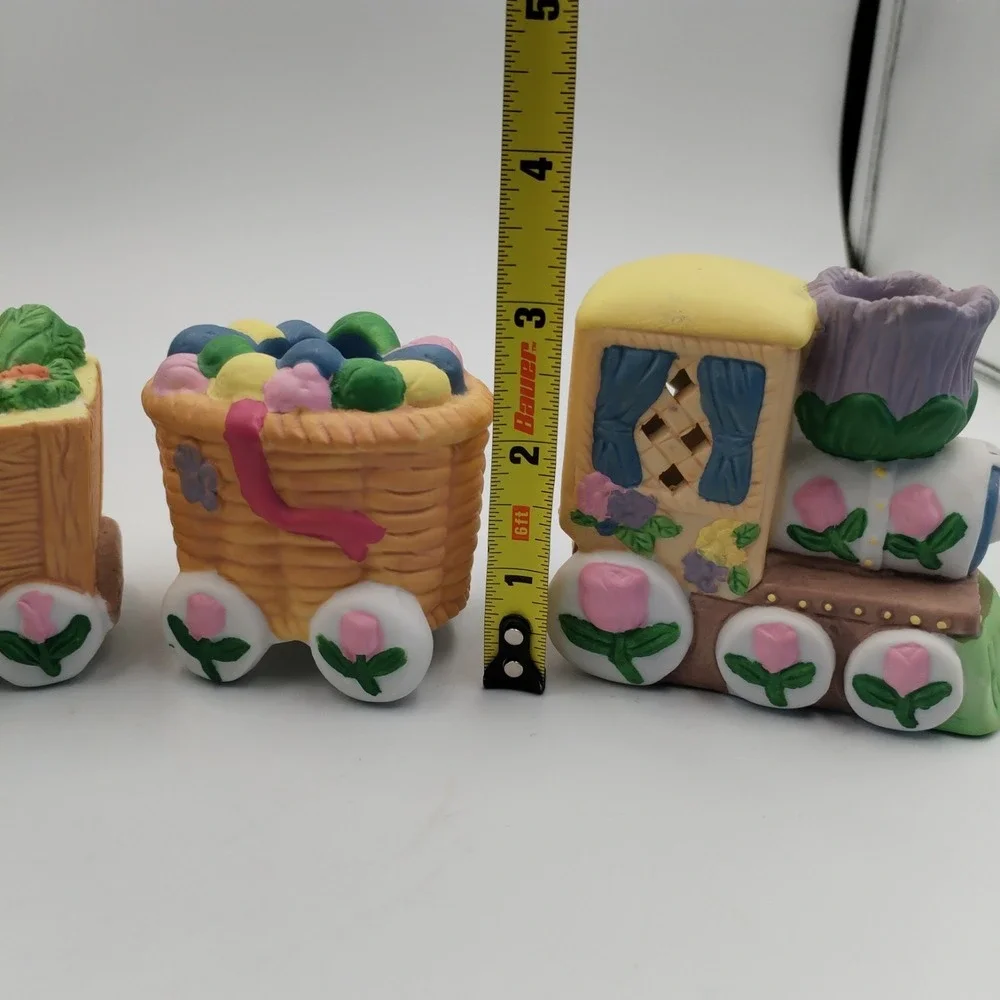 Vintage Dayton Hudson Easter Bunny Train Candle Holders Ceramic Pastel Set of 4‎